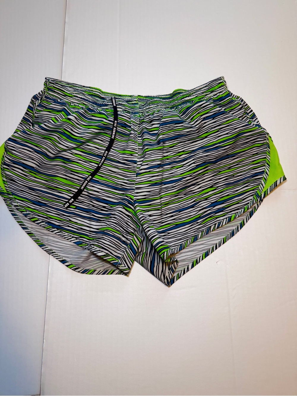Nike Women’s Green and Blue Striped Running Shorts